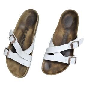 Birkenstock Yara Sandals Womens 7 EU38 Leather Buckle Cork Footbed Shoes Balance